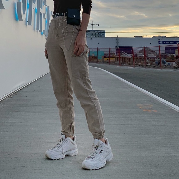 BEIGE CARGO PANTS - Picture 2 of 4